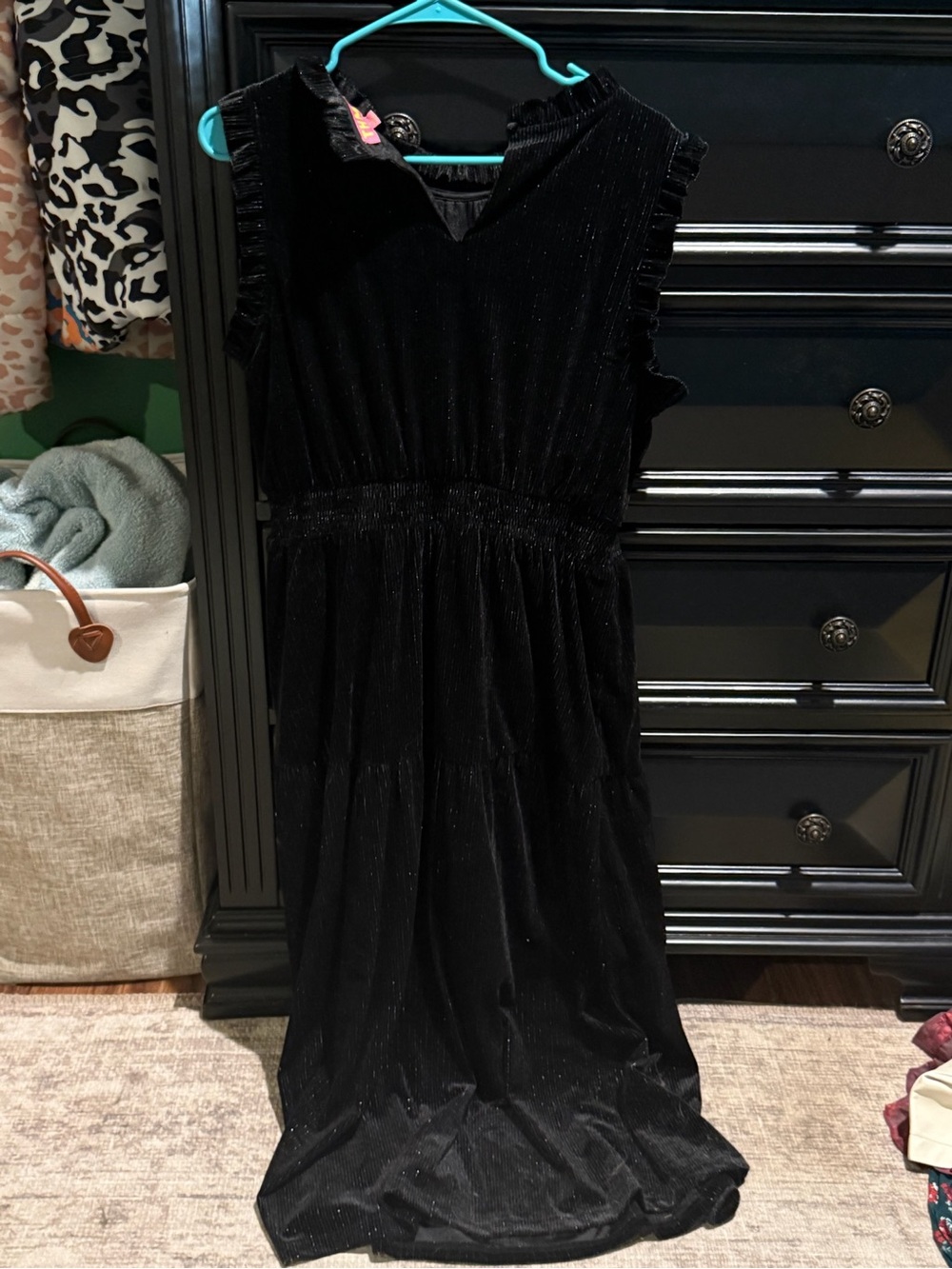 THML Black Shimmery Velvet Maxi Dress